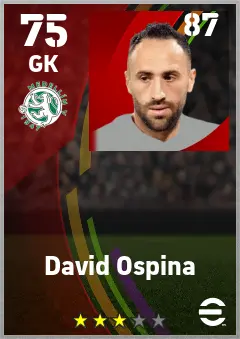 David Ospina eFootball 2026 player card — 75 OVR GK