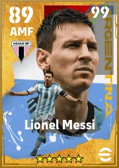 Lionel Messi eFootball 2026 player card — 89 OVR AMF