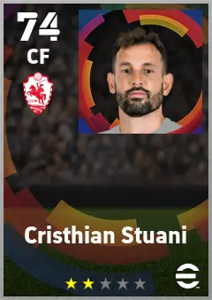 Cristhian Stuani eFootball 2026 player card — 74 OVR CF