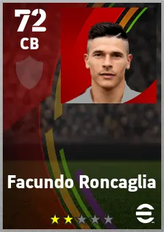 Facundo Roncaglia eFootball 2026 player card — 72 OVR CB
