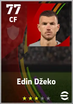 Edin Dzeko eFootball 2026 player card — 77 OVR CF