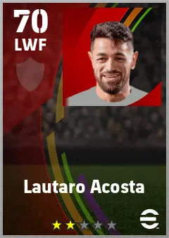 Lautaro Acosta eFootball 2026 player card — 70 OVR LWF