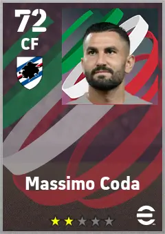 Massimo Coda eFootball 2026 player card — 72 OVR CF