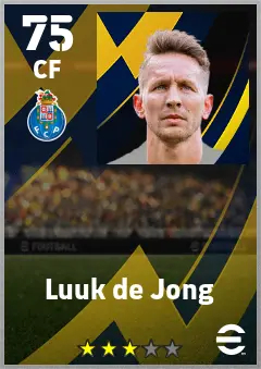 Luuk de Jong eFootball 2026 player card — 75 OVR CF