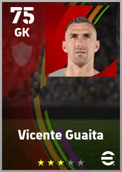 Vicente Guaita eFootball 2026 player card — 75 OVR GK
