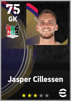 Jasper Cillessen eFootball 2026 player card — 75 OVR GK