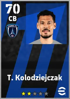 T. Kolodziejczak eFootball 2026 player card — 70 OVR CB