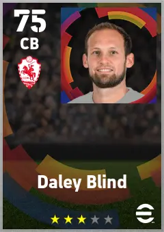 Daley Blind eFootball 2026 player card — 75 OVR CB