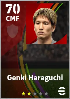 Genki Haraguchi eFootball 2026 player card — 70 OVR CMF