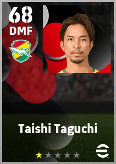 Taishi Taguchi eFootball 2026 player card — 68 OVR DMF