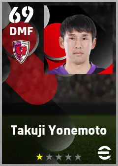 Takuji Yonemoto eFootball 2026 player card — 69 OVR DMF