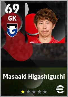 Masaaki Higashiguchi eFootball 2026 player card — 69 OVR GK