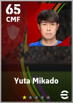 Yuta Mikado eFootball 2026 player card — 65 OVR CMF
