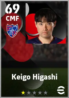 Keigo Higashi eFootball 2026 player card — 69 OVR CMF