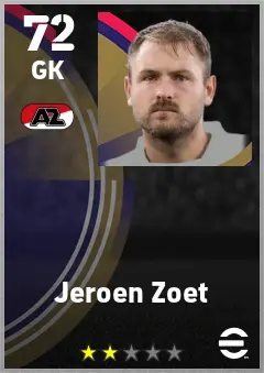 Jeroen Zoet eFootball 2026 player card — 72 OVR GK