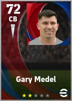 Gary Medel eFootball 2026 player card — 72 OVR CB