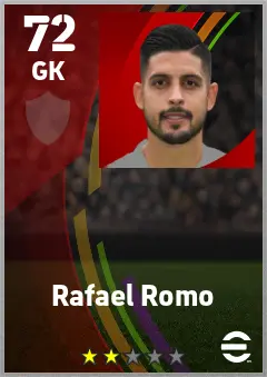 Rafael Romo eFootball 2026 player card — 72 OVR GK