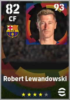 Robert Lewandowski eFootball 2026 player card — 82 OVR CF