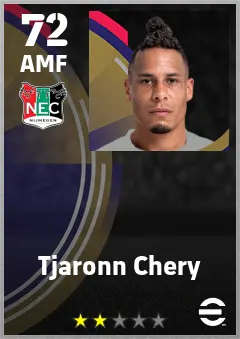 Tjaronn Chery eFootball 2026 player card — 72 OVR AMF