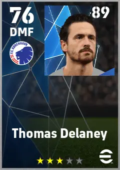 Thomas Delaney eFootball 2026 player card — 76 OVR DMF