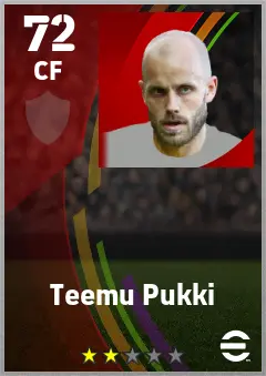 Teemu Pukki eFootball 2026 player card — 72 OVR CF