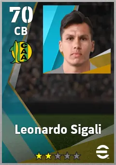 Leonardo Sigali eFootball 2026 player card, 70 OVR CB