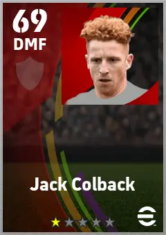 Jack Colback eFootball 2026 player card — 69 OVR DMF