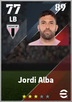 Jordi Alba eFootball 2026 player card — 77 OVR LB
