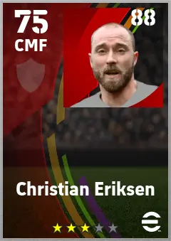 Christian Eriksen eFootball 2026 player card — 75 OVR CMF