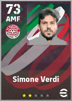 Simone Verdi eFootball 2026 player card — 73 OVR AMF