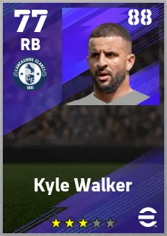 Kyle Walker eFootball 2026 player card — 77 OVR RB