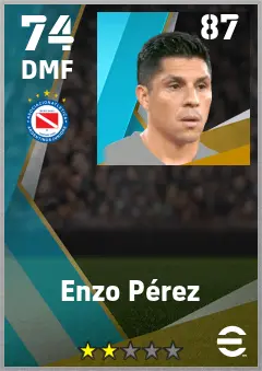 Enzo Perez eFootball 2026 player card — 74 OVR DMF