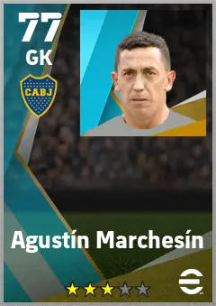 Agustin Marchesin eFootball 2026 player card — 77 OVR GK