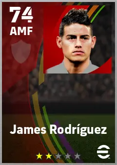 James Rodriguez eFootball 2026 player card — 74 OVR AMF