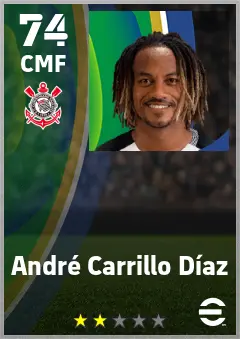 Andre Carrillo Diaz eFootball 2026 player card — 74 OVR CMF