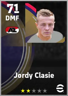 Jordy Clasie eFootball 2026 player card — 71 OVR DMF