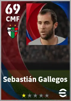 Sebastian Gallegos eFootball 2026 player card — 69 OVR CMF
