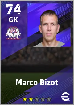 Marco Bizot eFootball 2026 player card — 74 OVR GK