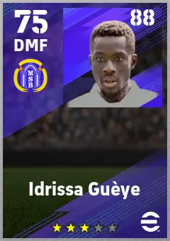 Idrissa Gueye eFootball 2026 player card — 75 OVR DMF