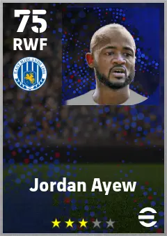 Jordan Ayew eFootball 2026 player card — 75 OVR RWF