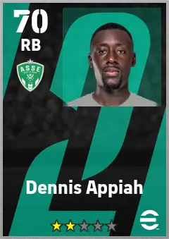 Dennis Appiah eFootball 2026 player card — 70 OVR RB