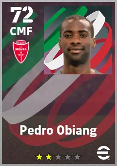 Pedro Obiang eFootball 2026 player card — 72 OVR CMF