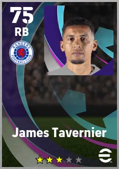 James Tavernier eFootball 2026 player card — 75 OVR RB