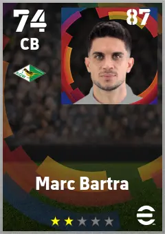 Marc Bartra eFootball 2026 player card — 74 OVR CB
