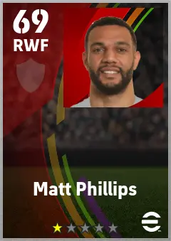 Matt Phillips eFootball 2026 player card — 69 OVR RWF