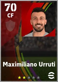 Maximiliano Urruti eFootball 2026 player card — 70 OVR CF