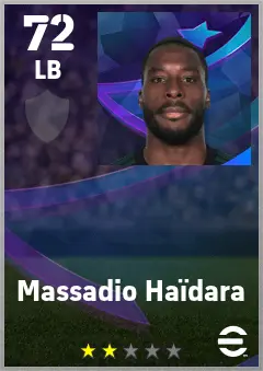 Massadio Haidara eFootball 2026 player card — 72 OVR LB