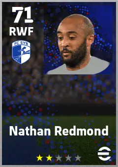 Nathan Redmond eFootball 2026 player card — 71 OVR RWF