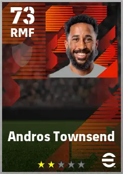 Andros Townsend eFootball 2026 player card — 73 OVR RMF