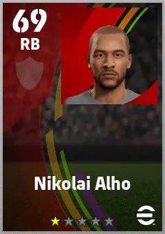Nikolai Alho eFootball 2026 player card — 69 OVR RB